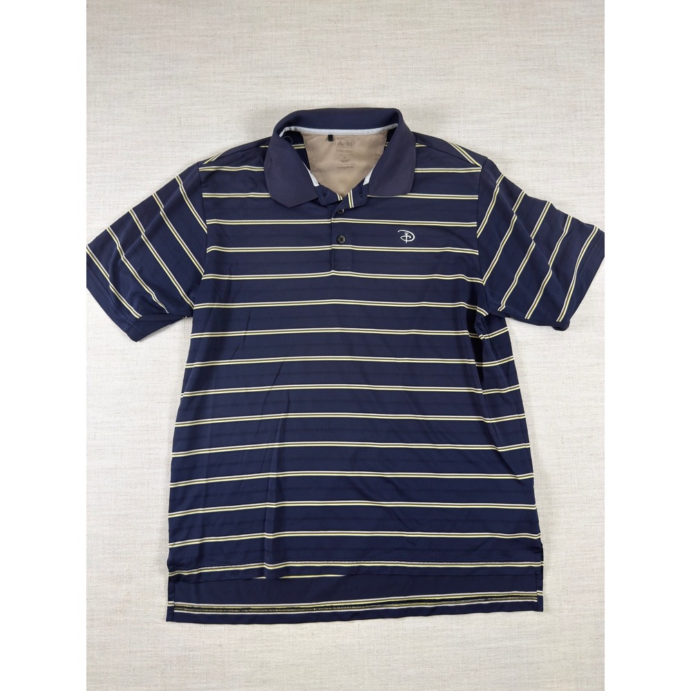 Adidas ClimaCool Mens Navy Blue Striped Golf Polo Shirt Short Sleeve Size M